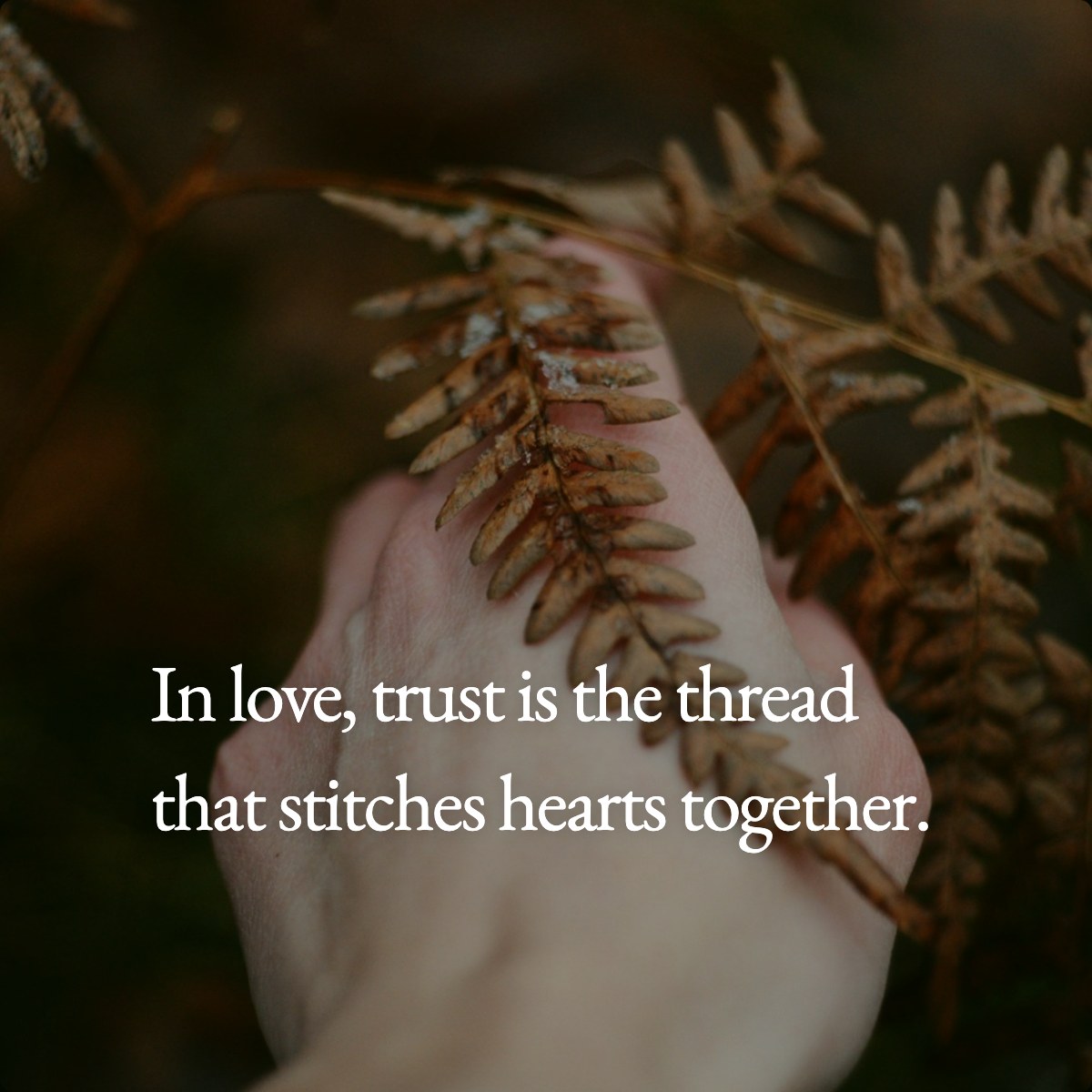 In love, trust is the thread that stitches hearts together.